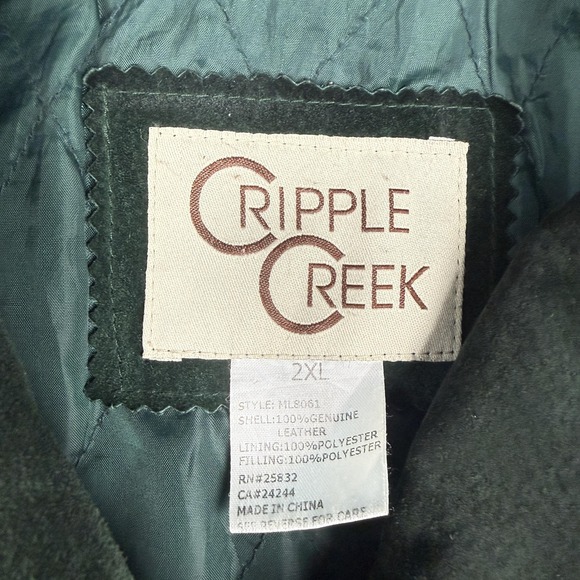 Cripple Creek Jacket Mens 2XL Green Suede Western Bomber Full Zip Southwestern - Picture 2 of 7